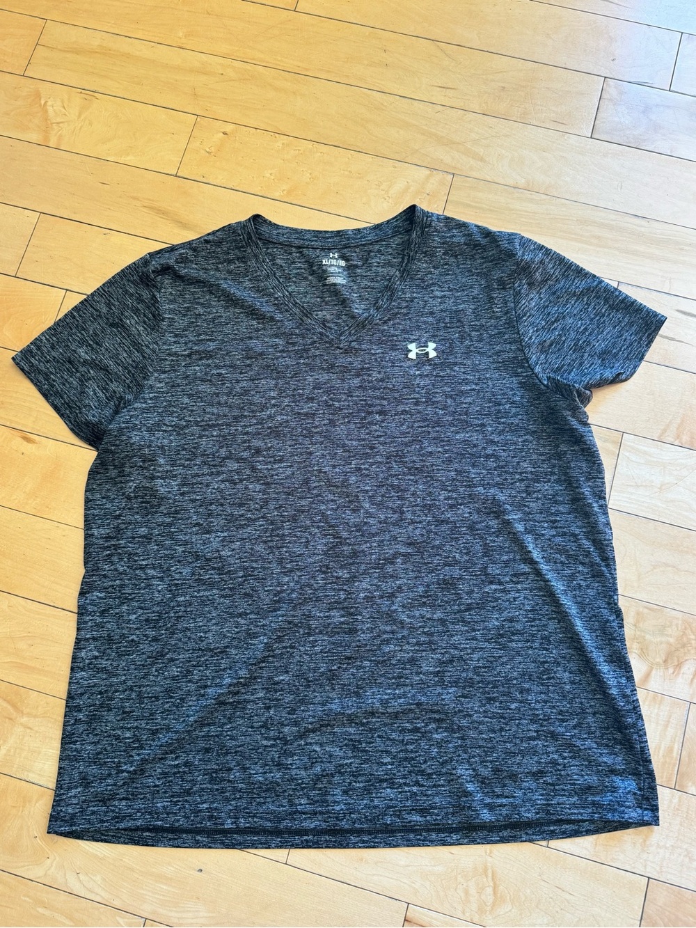 Under Armour Women’s Heathered Dark Gray V‑Neck Performance Tee